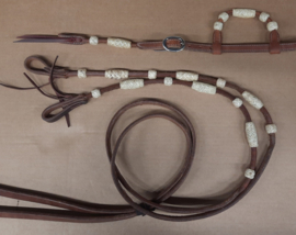 Buckaroo Braiding rawhide set hoofdstel + teugels