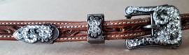 Buckle set Crystal antique zilver white