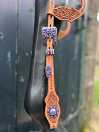 Showhoofdstel Paars flower tooling