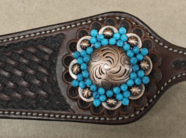 Conchos crystal flower setting copper turquoise