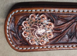 Concho crystal flower setting rosé gold bling peach