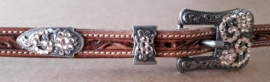 Buckle set Crystal antique silver peach