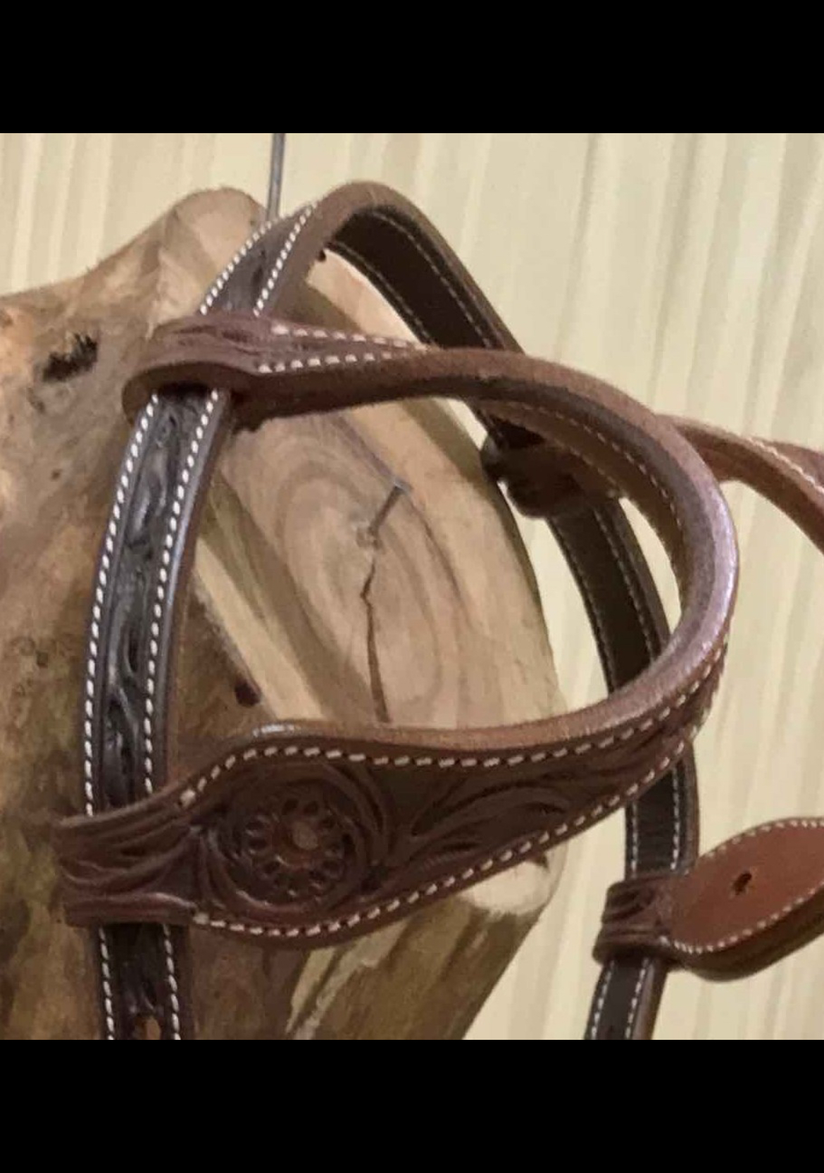 Western hoofdstel oren leaf en flower tooling met gat voor concho
