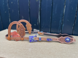 Showhoofdstel Paars flower tooling
