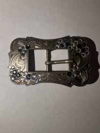 Buckle set Crystal antique silver Montana scalloped