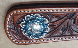 Concho crystal flower setting zilver Montana/aqua