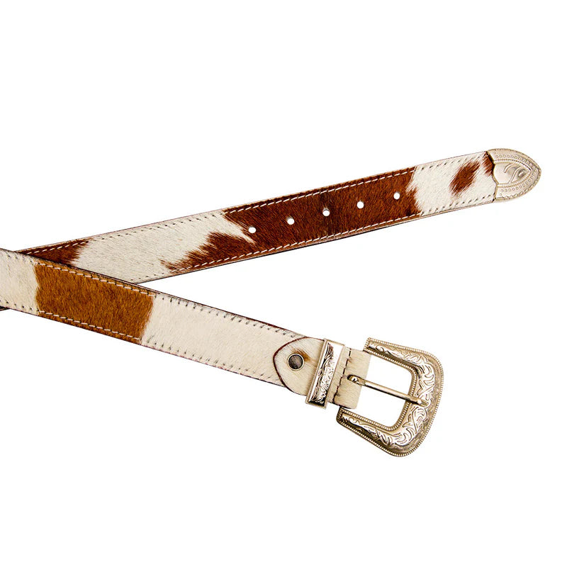 Myra lederen broekriem met cowhide