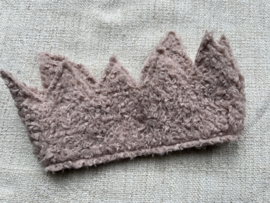 Kroon bouclestof oud roze groot