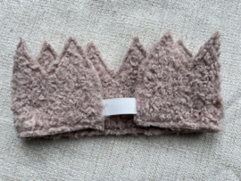 Kroon bouclestof oud roze groot