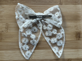 Grote strik met bloemen wit