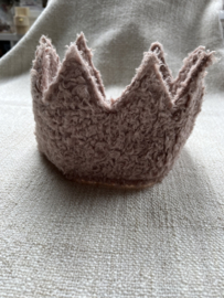 Kroon bouclestof oud roze groot