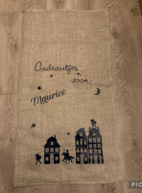 Grote jute zak met naam