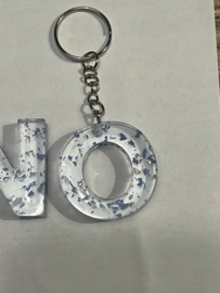 Doorzichtig met blauw en zilver glitter