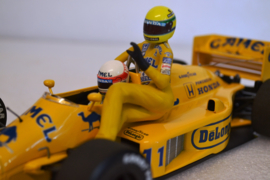 Satoru Nakajima & Ayrton Senna taxi Lotus Honda 99T race car Italian Grand Prix 1987 season