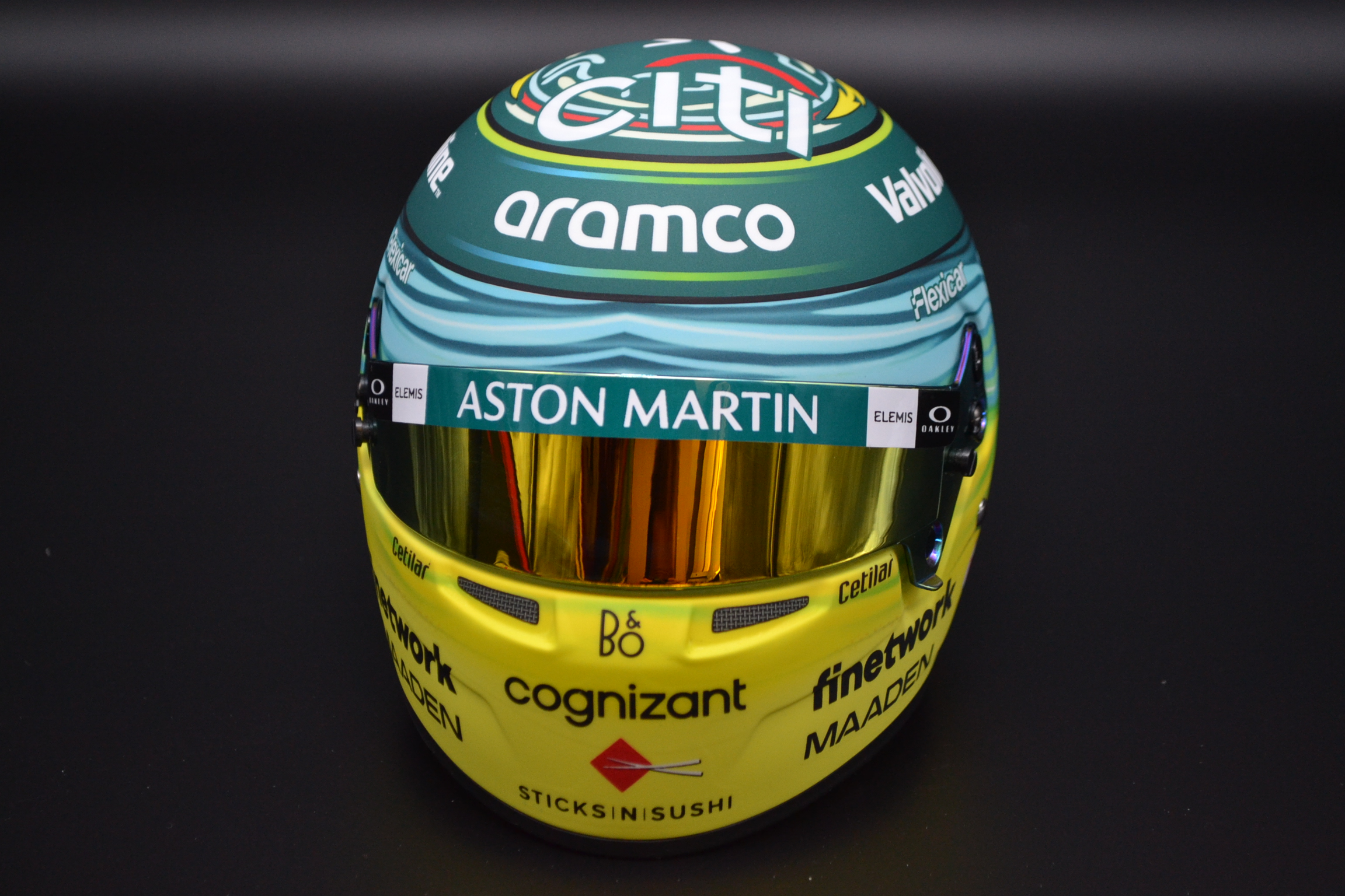 Fernando Alonso Aston Martin Cognizant mini helmet Saudia Arabian Grand Prix 2025 season