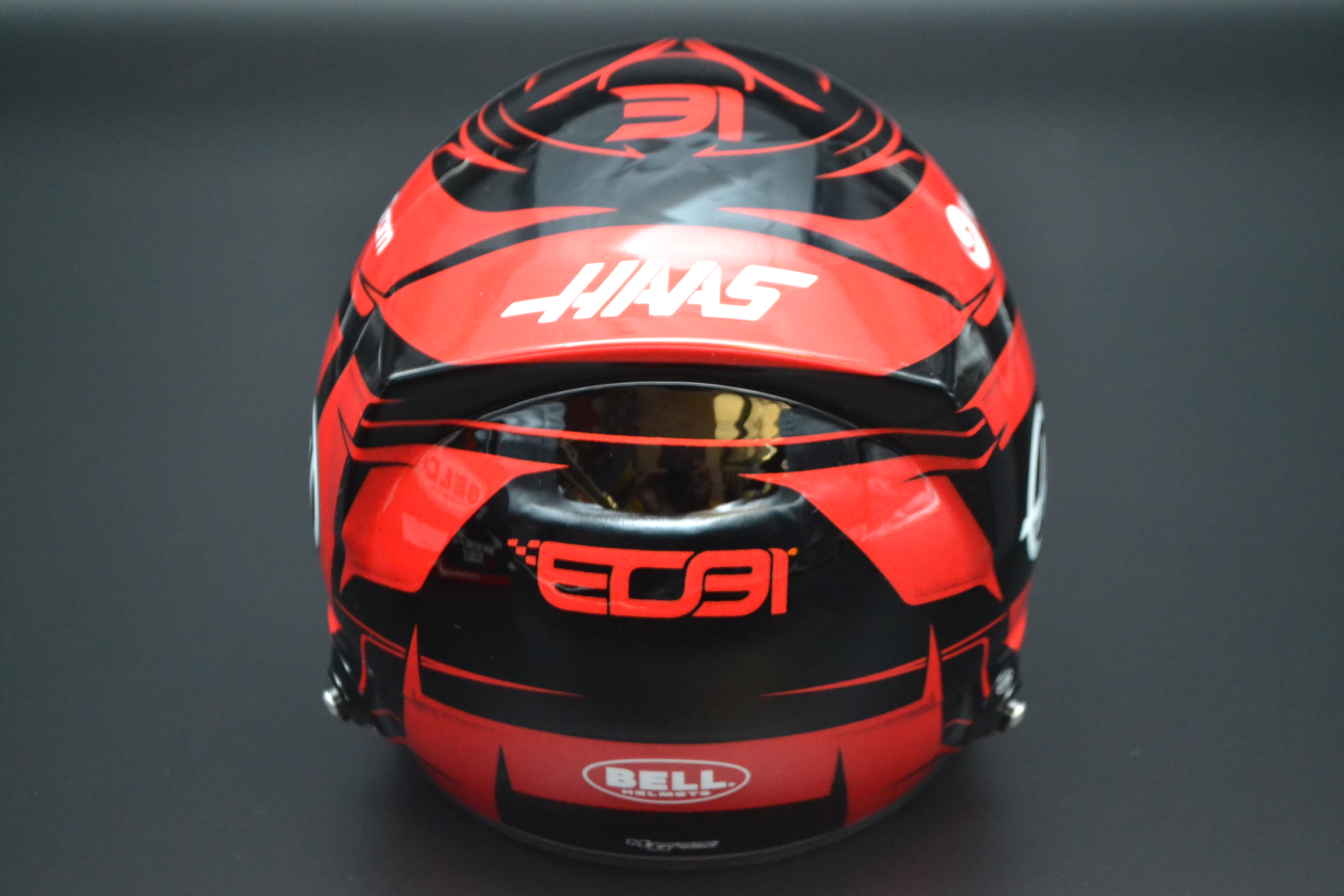 Esteban Ocon HAAS Ferrari MoneyGram mini helmet 2025 season