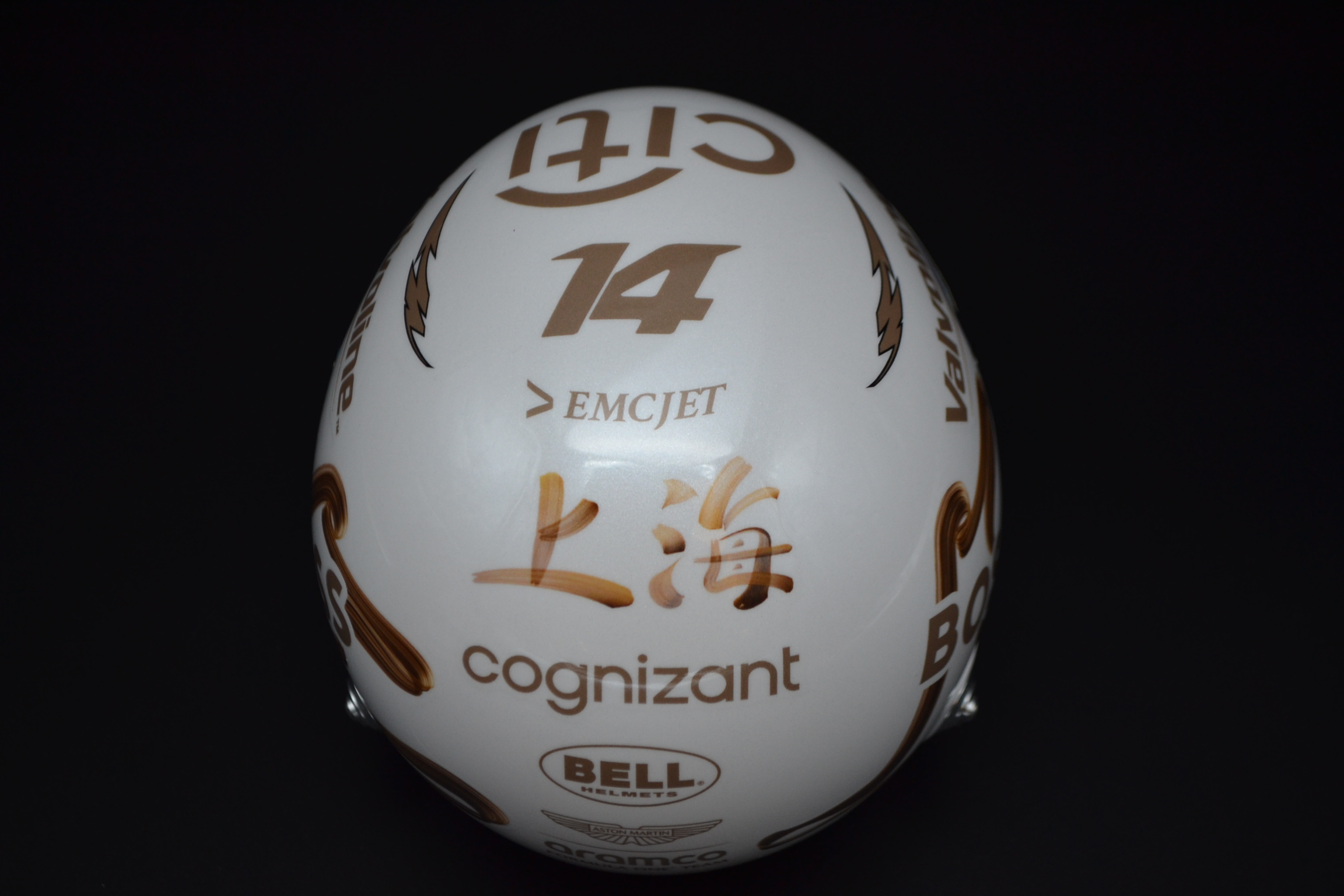 Fernando Alonso Aston Martin Cognizant mini helmet Chinese Grand Prix 2025 season