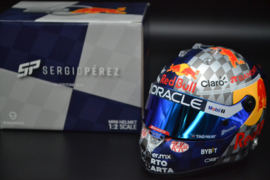 Sergio Perez Red Bull Racing Honda RBPT mini helmet British Grand Prix 2024 season