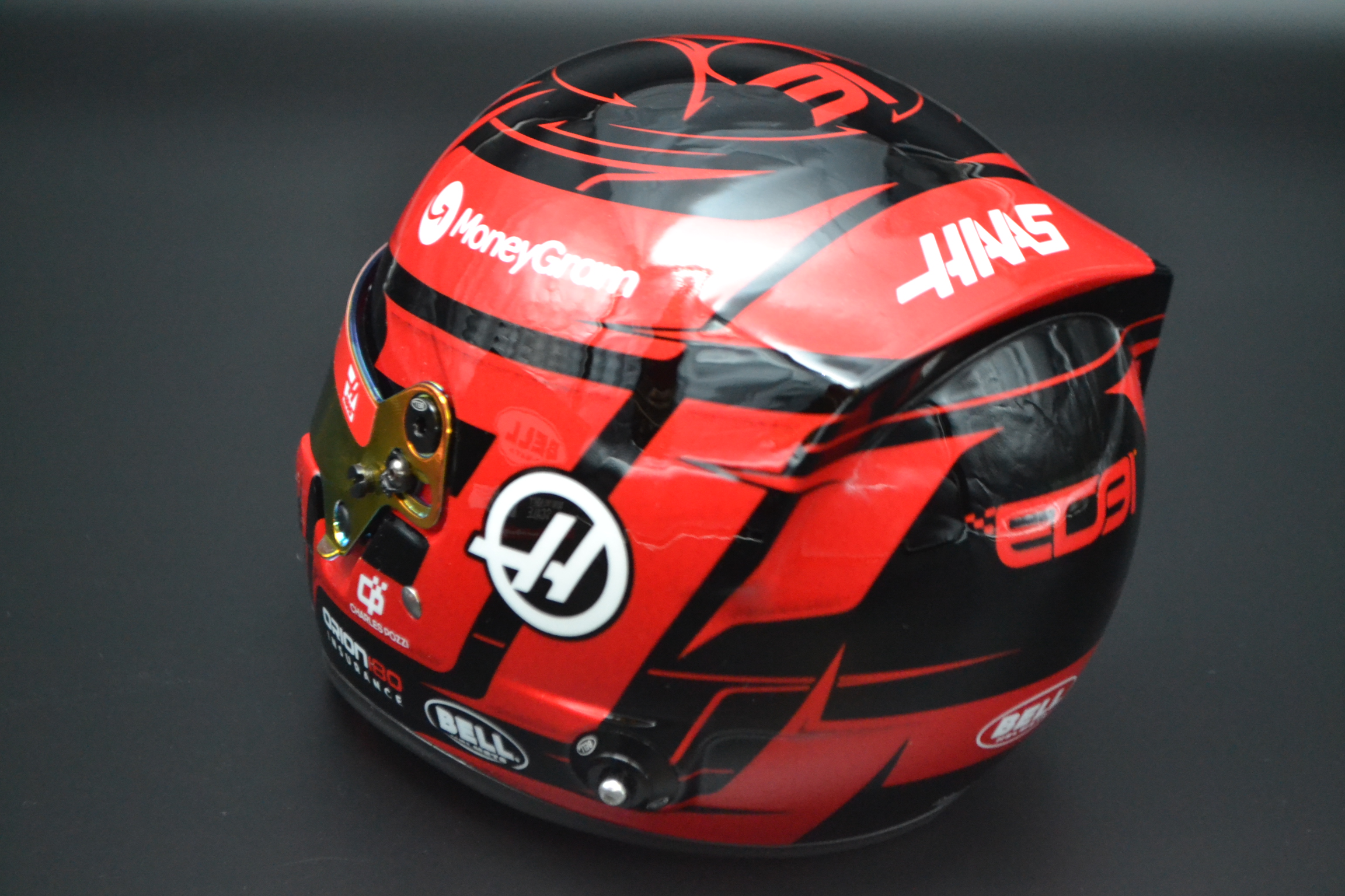 Esteban Ocon HAAS Ferrari MoneyGram mini helmet 2025 season