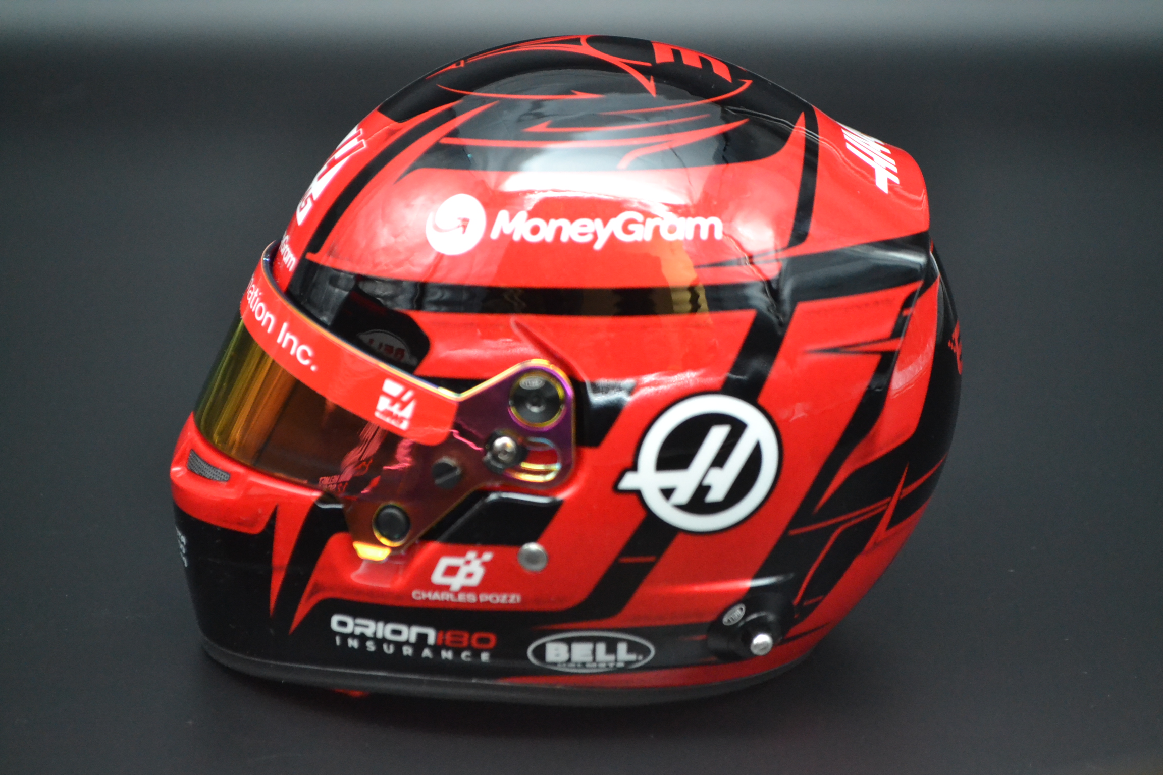Esteban Ocon HAAS Ferrari MoneyGram mini helmet 2025 season