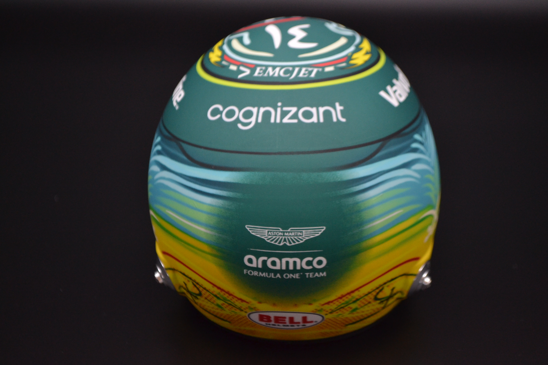 Fernando Alonso Aston Martin Cognizant mini helmet Saudia Arabian Grand Prix 2025 season