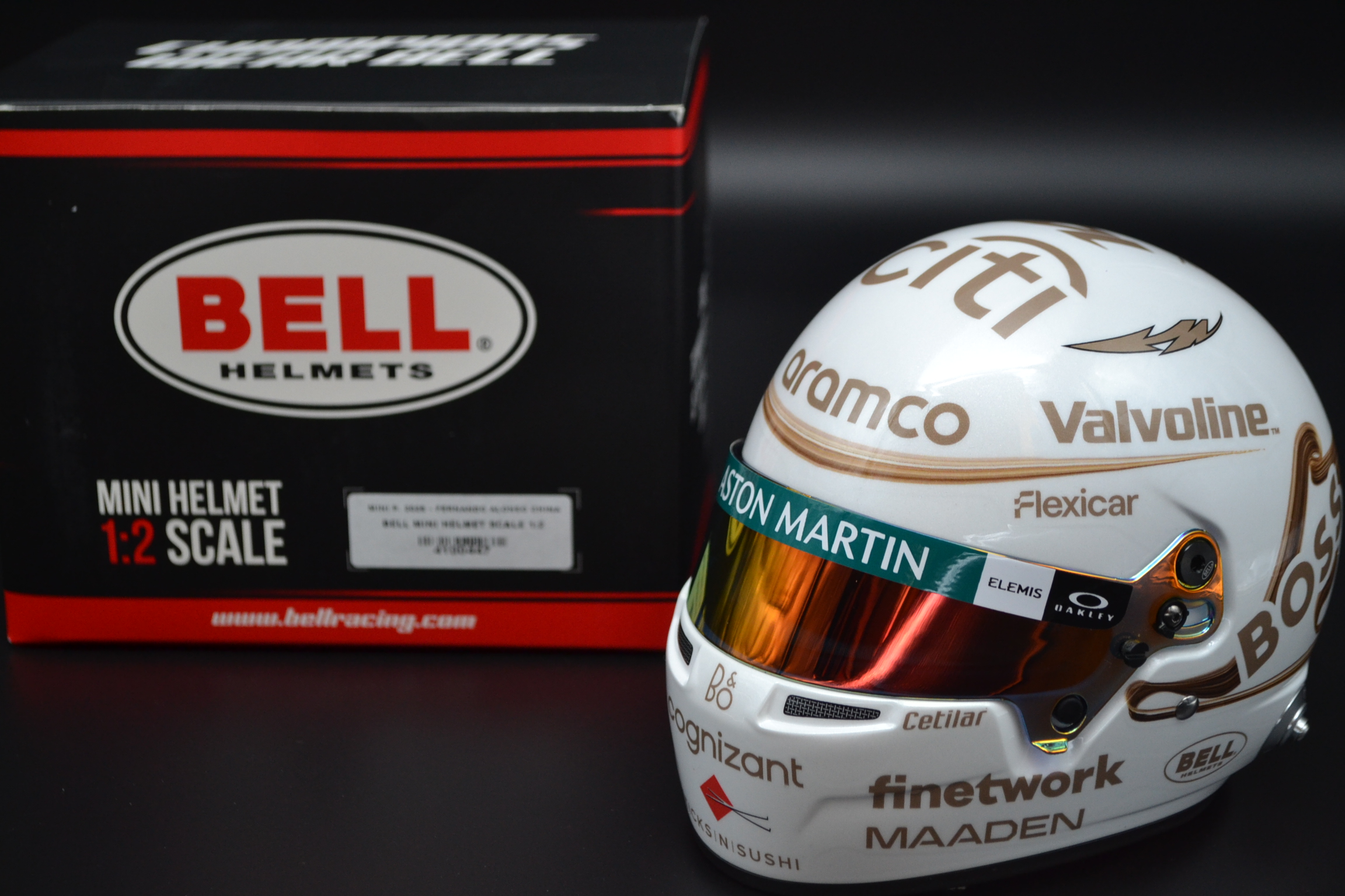 Fernando Alonso Aston Martin Cognizant mini helmet Chinese Grand Prix 2025 season