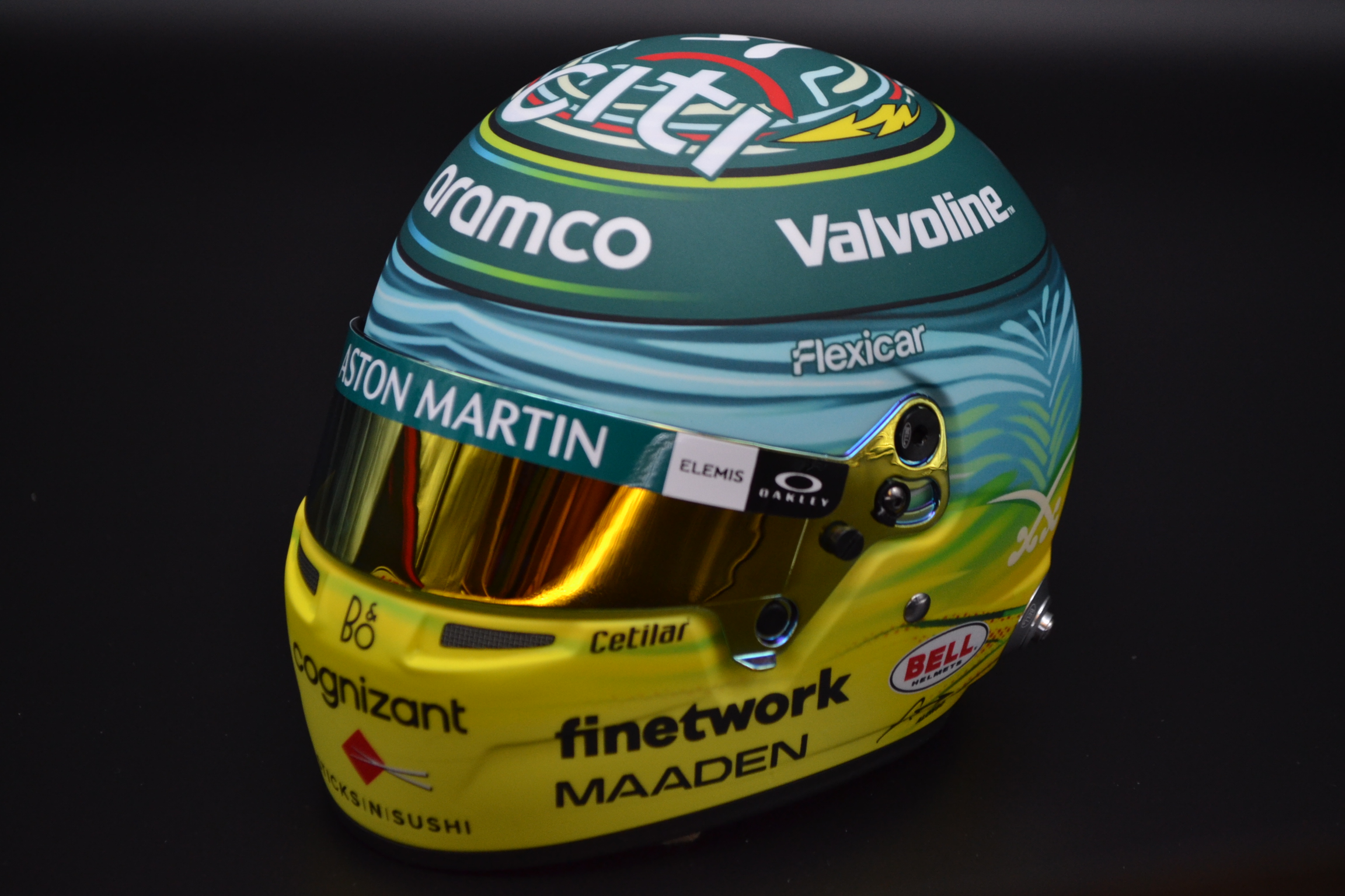 Fernando Alonso Aston Martin Cognizant mini helmet Saudia Arabian Grand Prix 2025 season