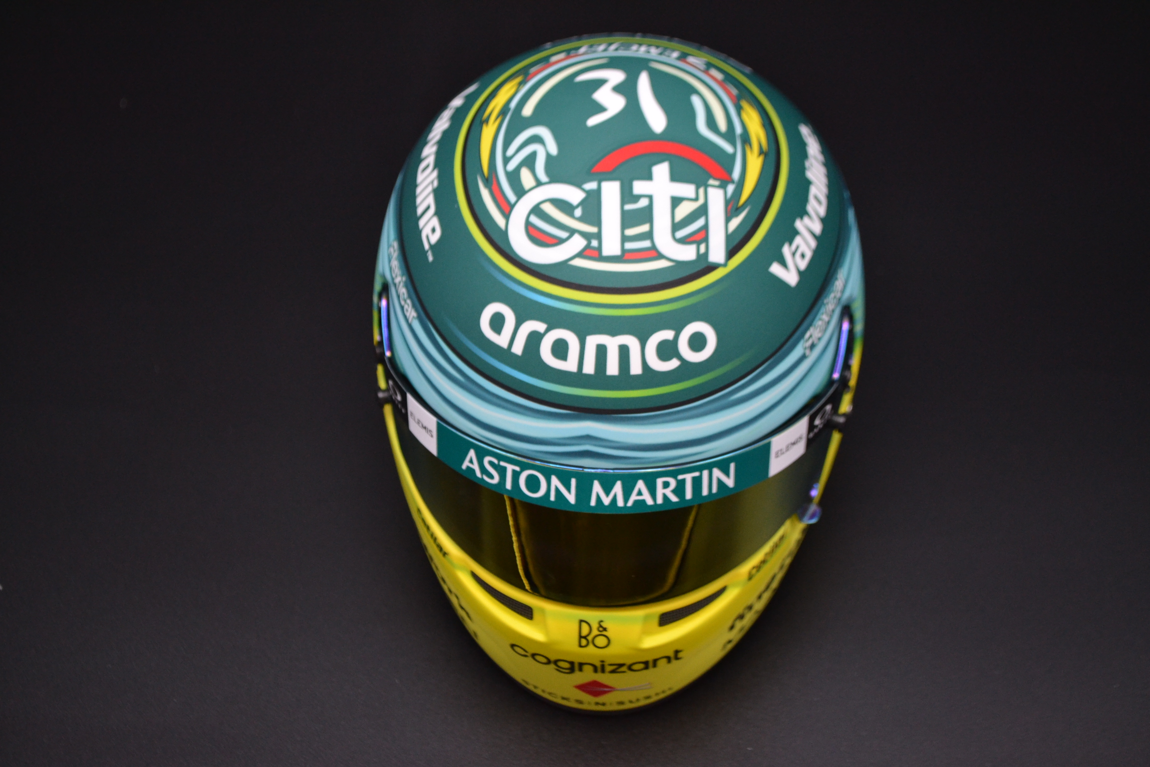 Fernando Alonso Aston Martin Cognizant mini helmet Saudia Arabian Grand Prix 2025 season