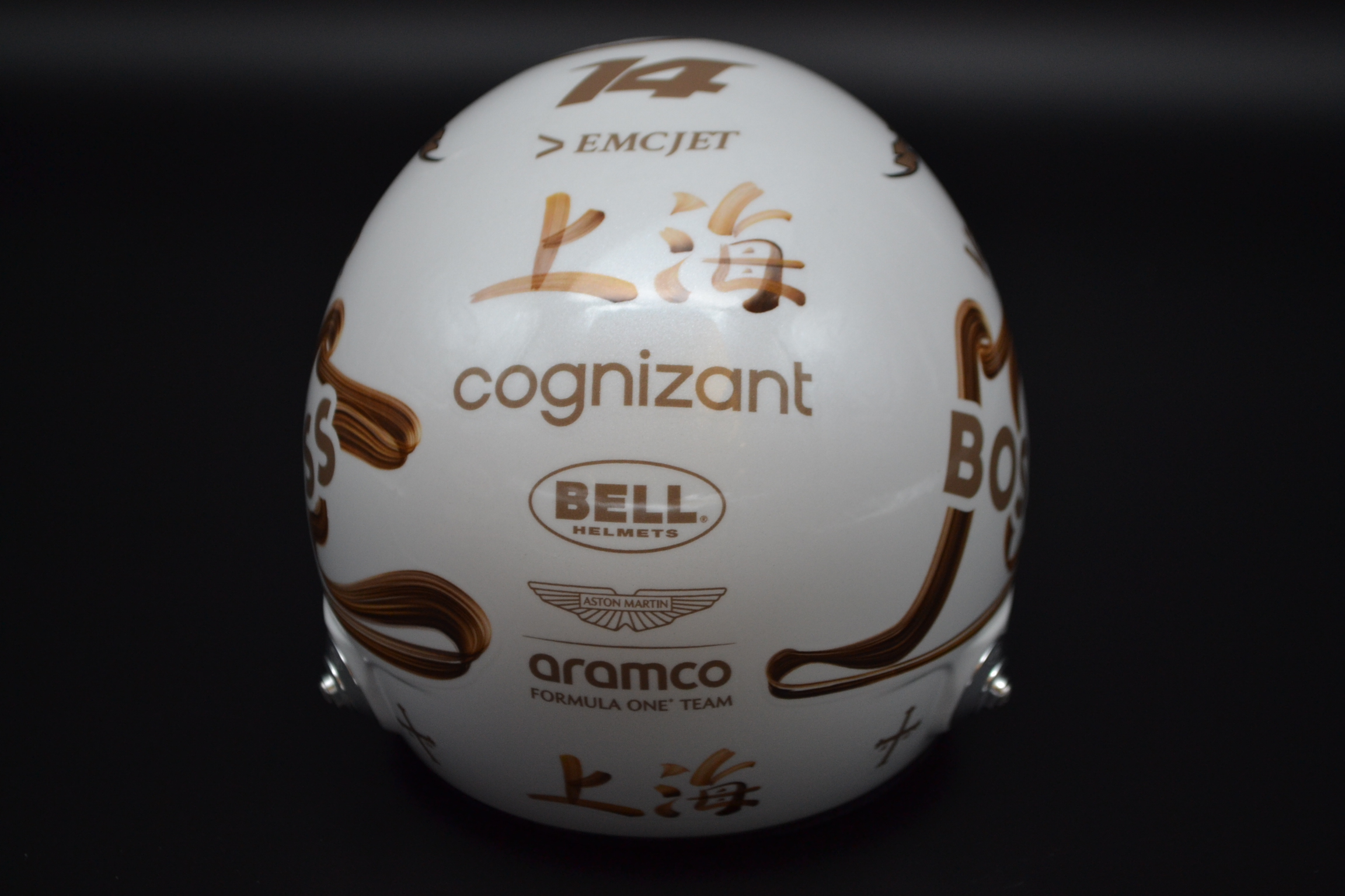 Fernando Alonso Aston Martin Cognizant mini helmet Chinese Grand Prix 2025 season