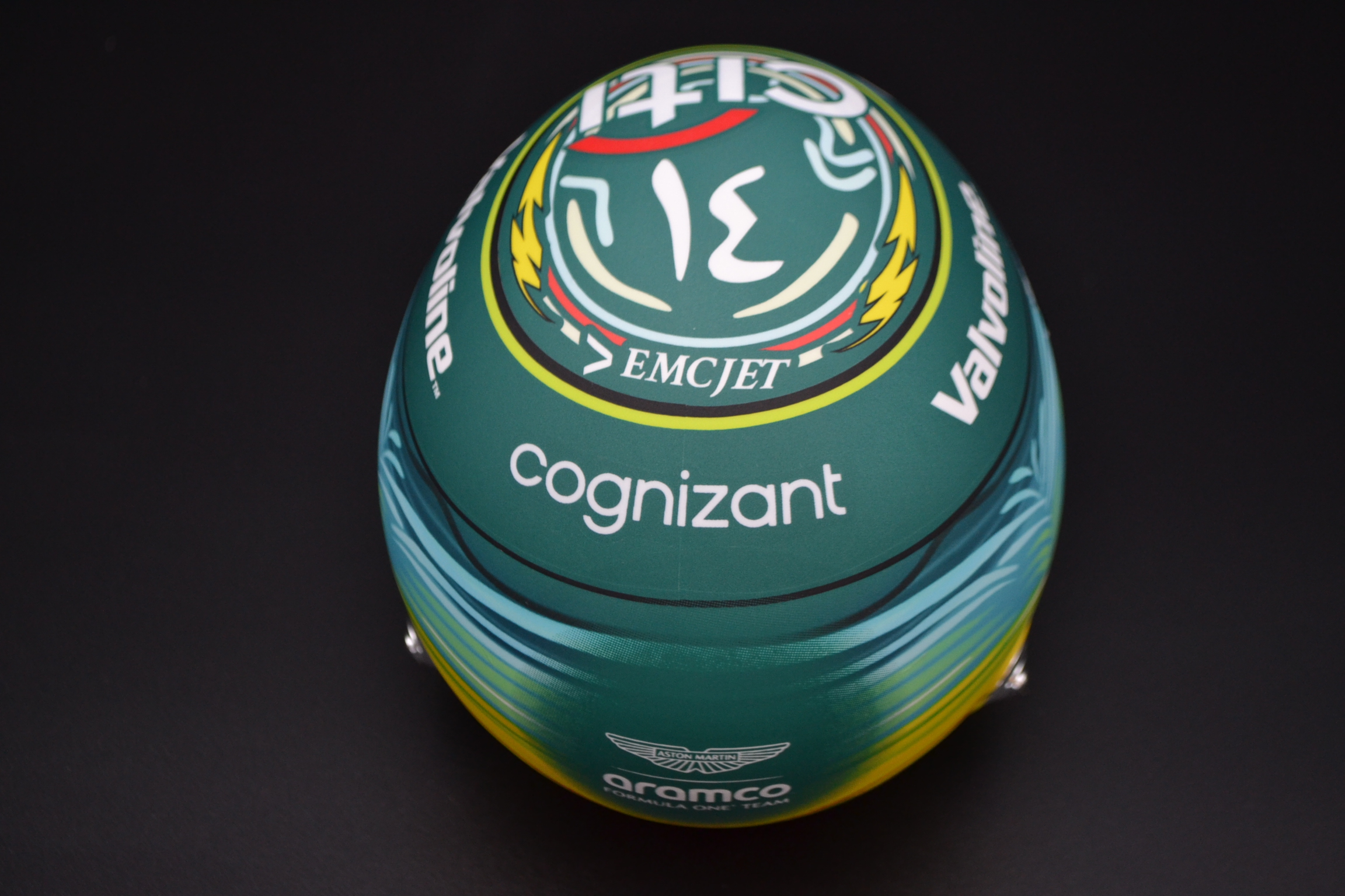 Fernando Alonso Aston Martin Cognizant mini helmet Saudia Arabian Grand Prix 2025 season