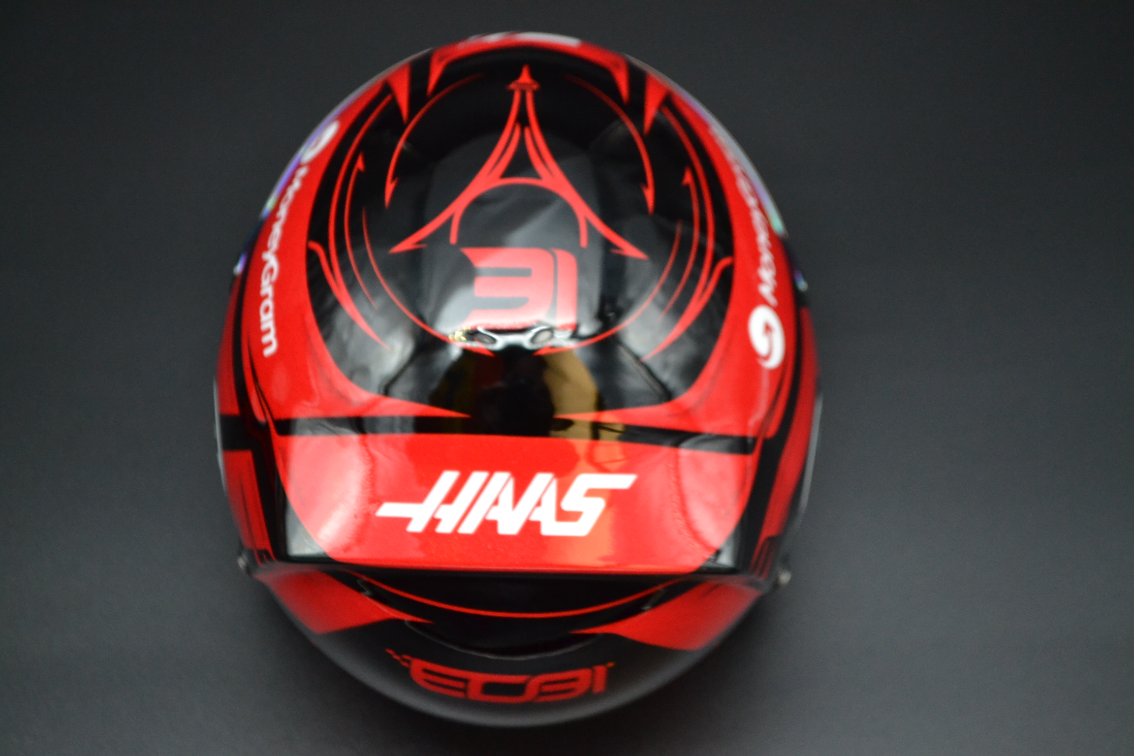 Esteban Ocon HAAS Ferrari MoneyGram mini helmet 2025 season