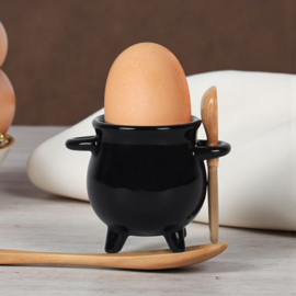 Cauldron Egg Cup With Broom Spoon