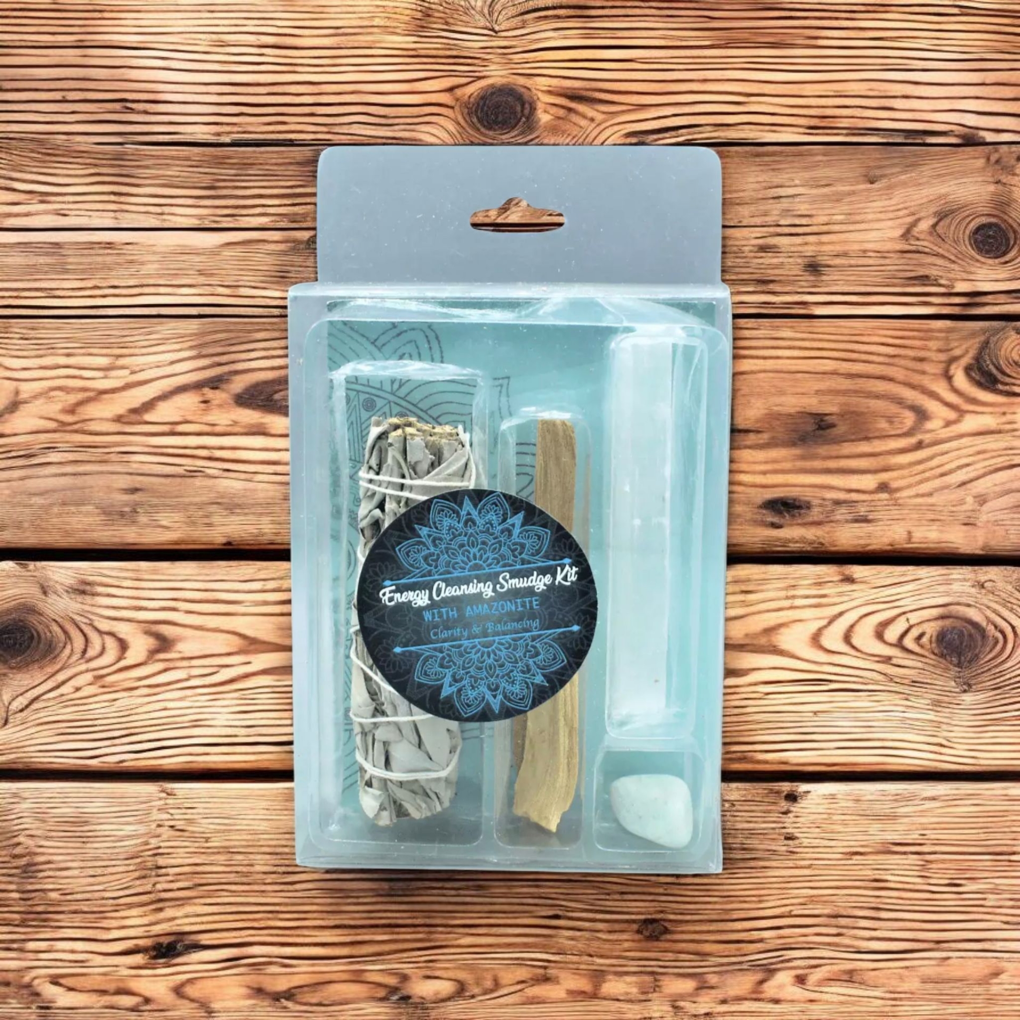 Energy Cleansing Smudge Kit Met Amazoniet