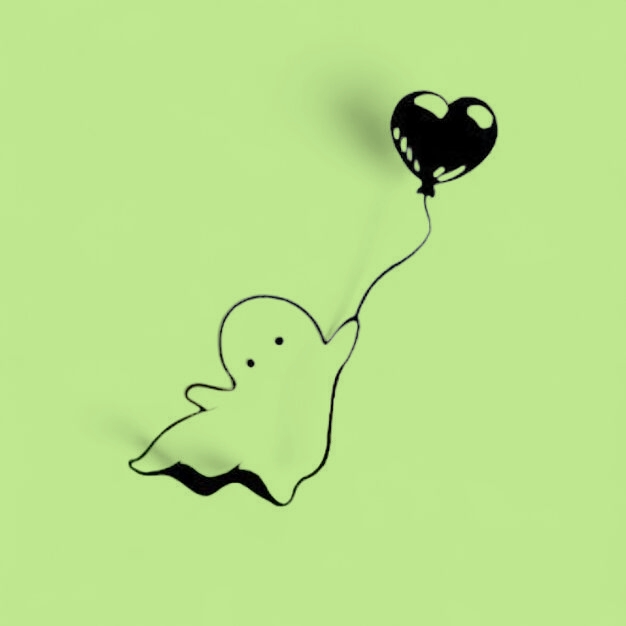 Cute Ghost With Baloon Auto Sticker