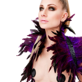 Feather Shoulder Wrap Unisex Purple/Black