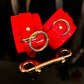 High Gloss Wrist Cuffs – Red/Gold