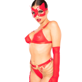 High Gloss Chain Belt – Red/Gold