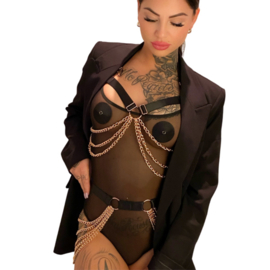Kinky Diva – Chain Bra Black/Rose Gol