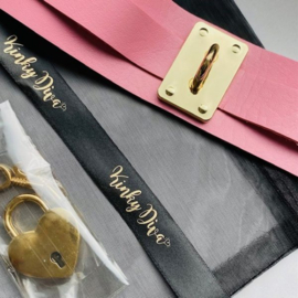 Heart Lock & Key Collar – Pink/Gold