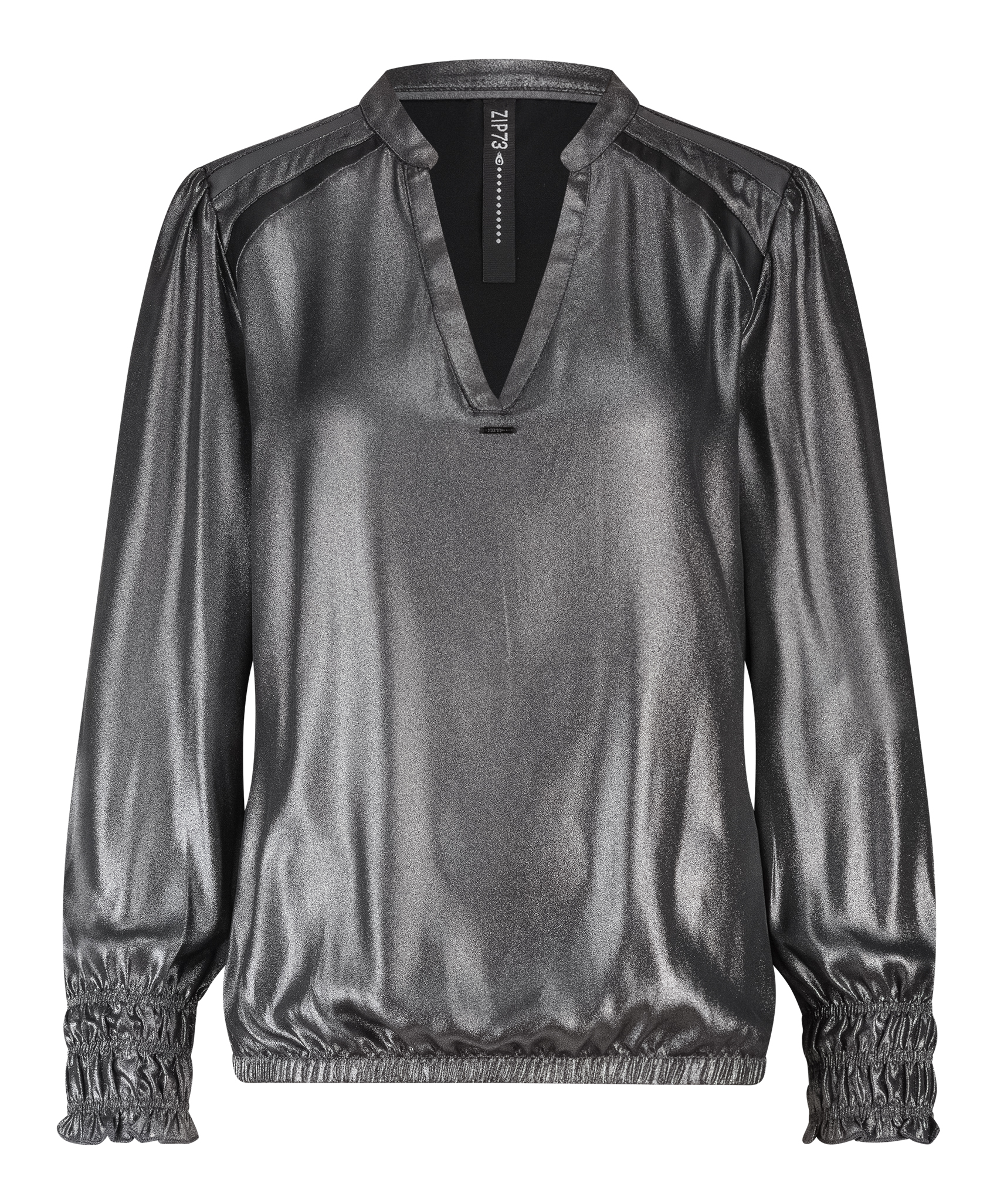 Zip73 top Leather details grey