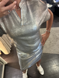 Zip73 open shoulder dress Silver