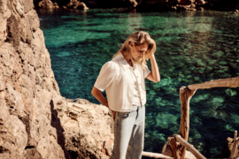 Tramontana lurex denim jacket off white