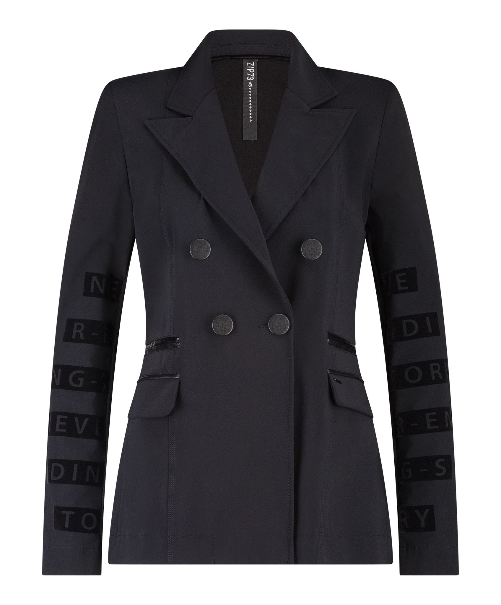 Zip 73 blazer sleeve never ending black velvet