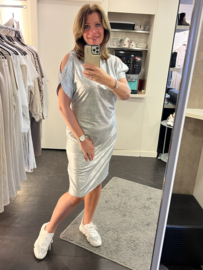 Zip73 open shoulder dress Silver