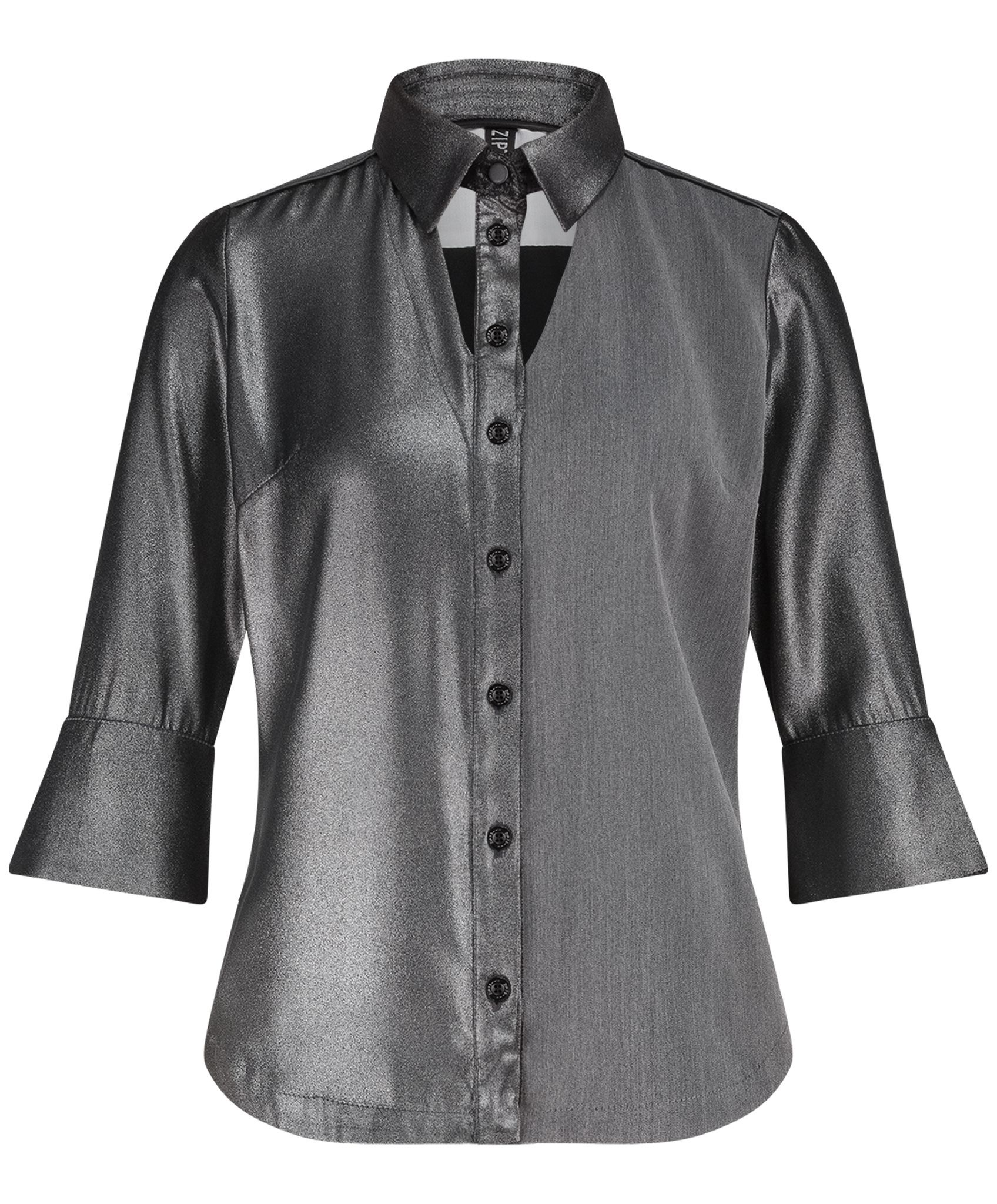 Zip 73 blouse cut-out metallic grey