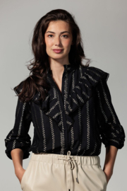 Tramontana blouse dobby ruffle black