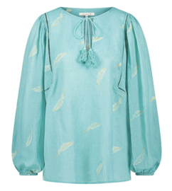 Nukus blouse Cecile feather turquoise