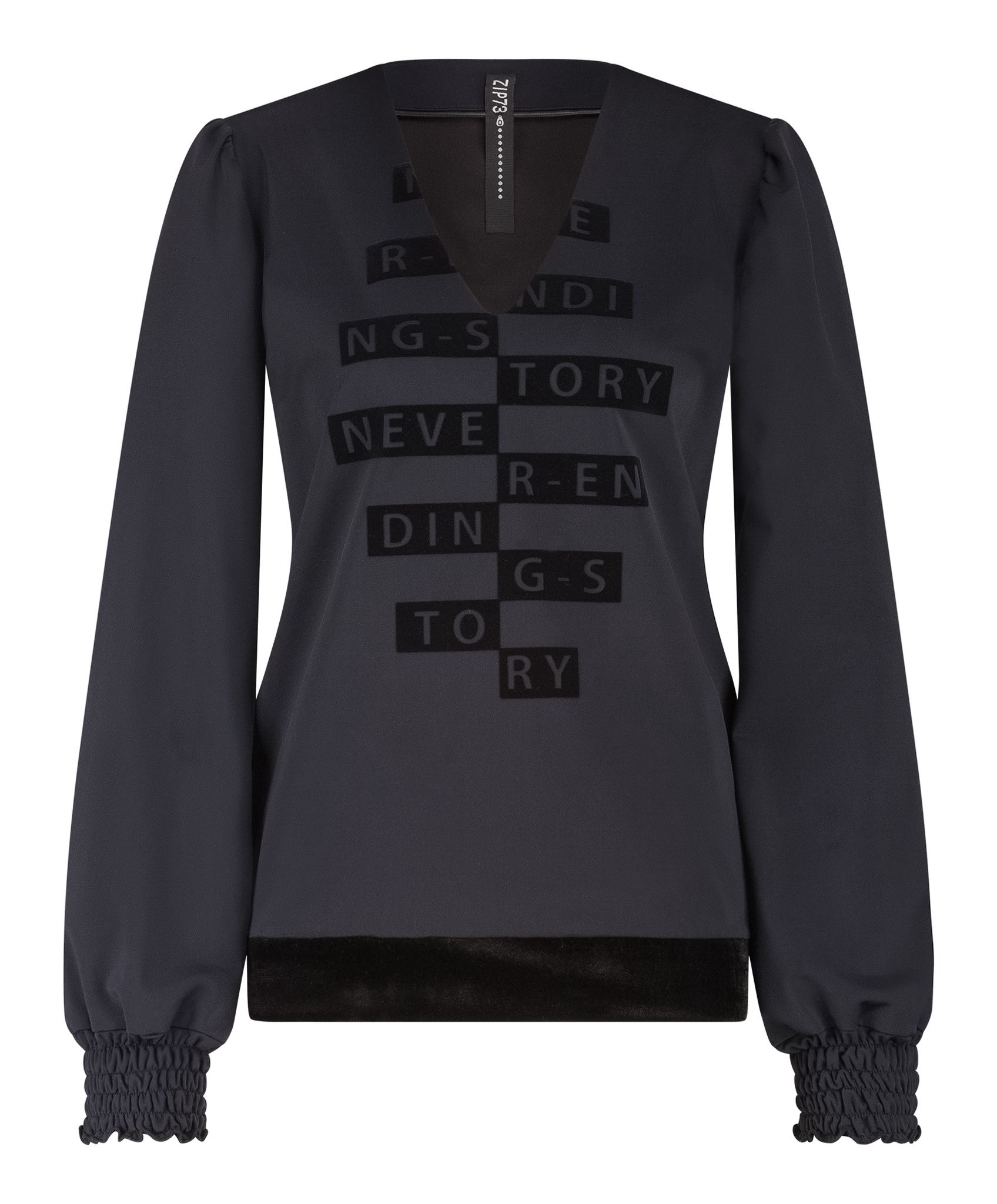 Zip 73 top v never ending black velvet