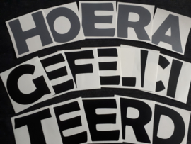 'HOERA' / 'GEFELICITEERD'-stickers