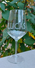 Wijnglas met naam of initialen